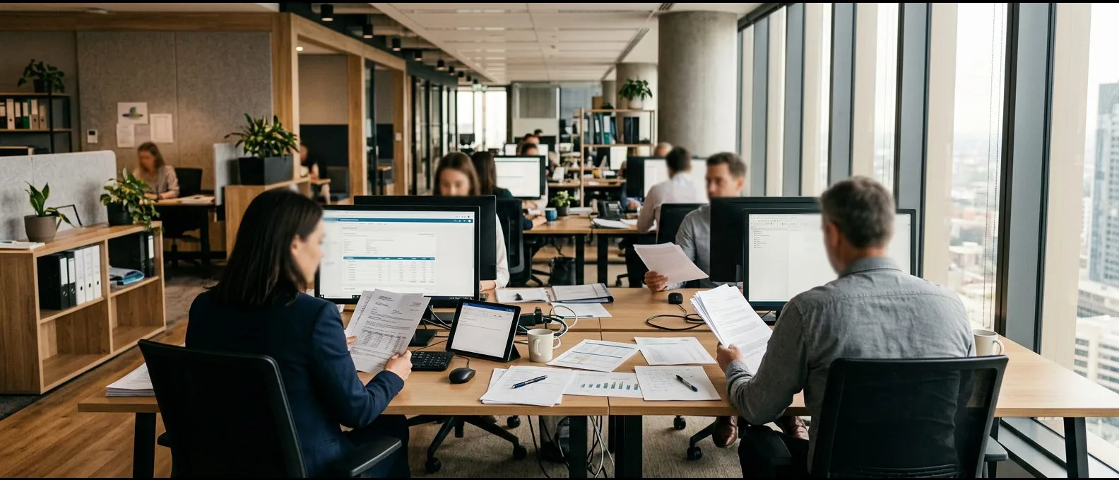 A procurement team working through requests, quotes and approvals